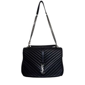 Yves Saint Laurent college monogramme black leather handbag